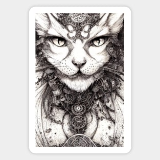 Cat Pet Wild Nature Illustration Line Epic Illustration Line Art Magnet